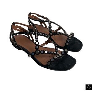 Lola Cruz mirrored Black Strappy Sandals